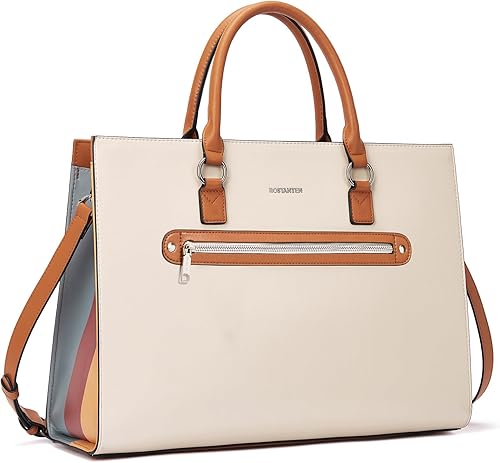 BOSTANTEN Maletín de cuero para computadora portátil para mujer, bolso de hombro de 15,6 pulgadas, bolsa de trabajo para computadora de negocios