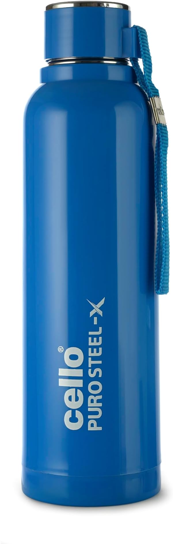 CELLO Puro Steel-X Benz 900 PU Insulated Water Bottle 650 ml, Blue | BPA Free, Leakproof, ISI Certified |Hot & Cold Bottle for Gym, Office, College, Travel, Camping, Indoor & Outdoor Sports & Yoga