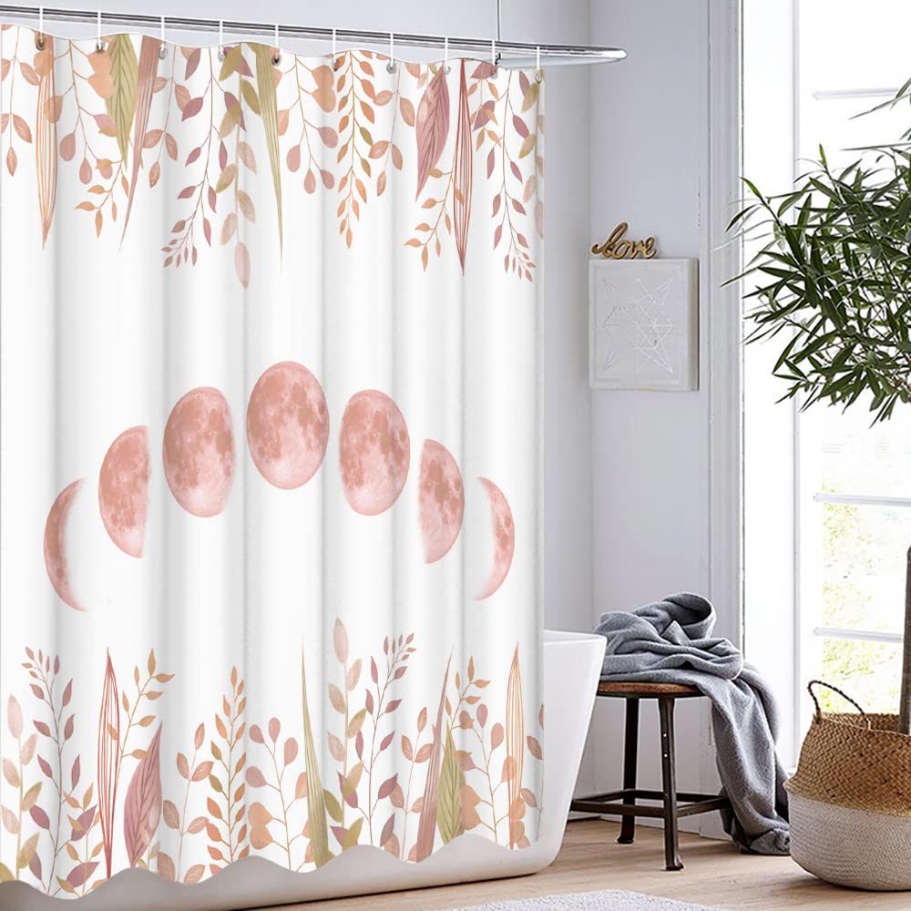 Tenda Da Doccia 183x183 Cm Con Fasi Lunari E Foglie Rosse - Design Gotico Mistico Per Bagno - 5