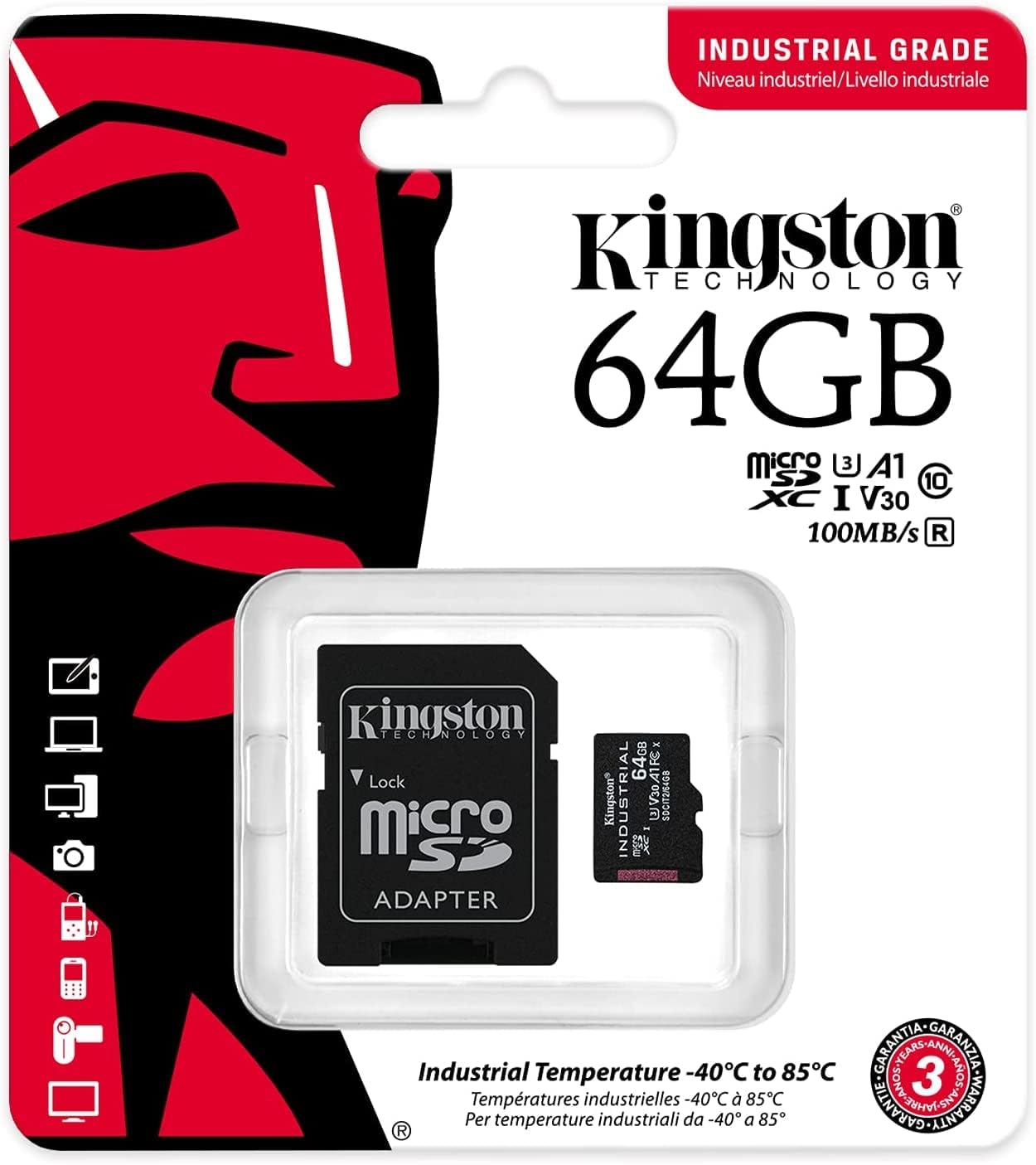 kingston 64gb micro sd card industrial grade 2 pack with adapter sdcit264gb bundle with 1 everything but stromboli tf sd memory card reader
