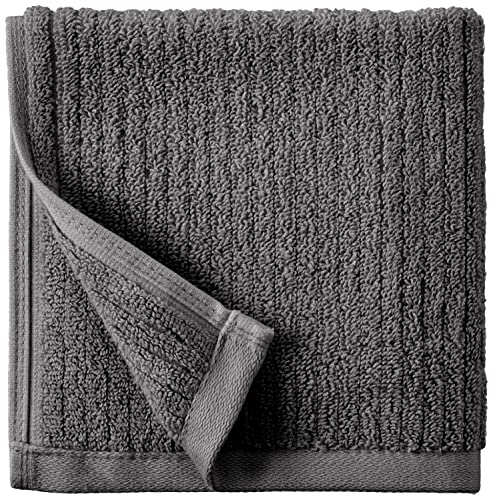 Amazon Aware 100% Organic Cotton Plush Bath Towels - Washcloths, 6-Pack, Dark Gray - Thumbnail 2