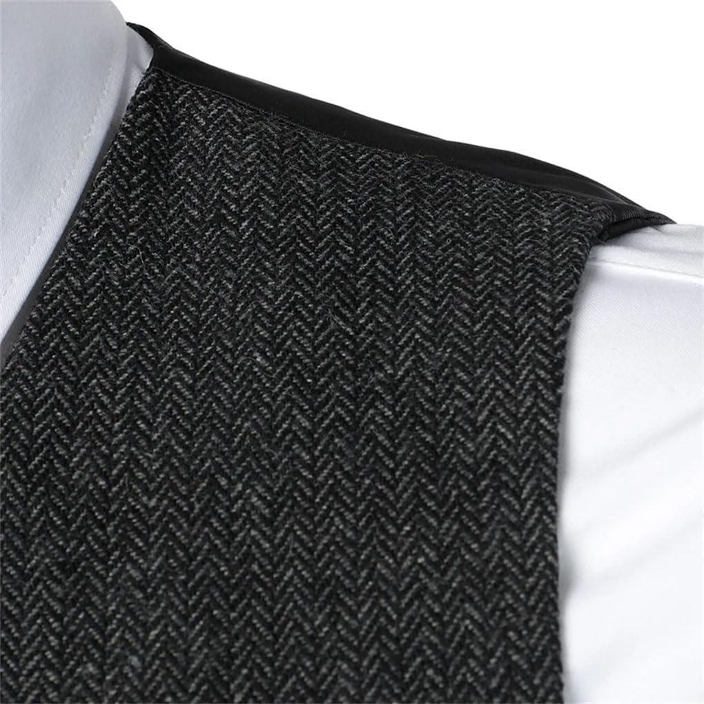 Men's Solid Color Casual V-Neck Single-Breasted Thickened Woven Slim Vest