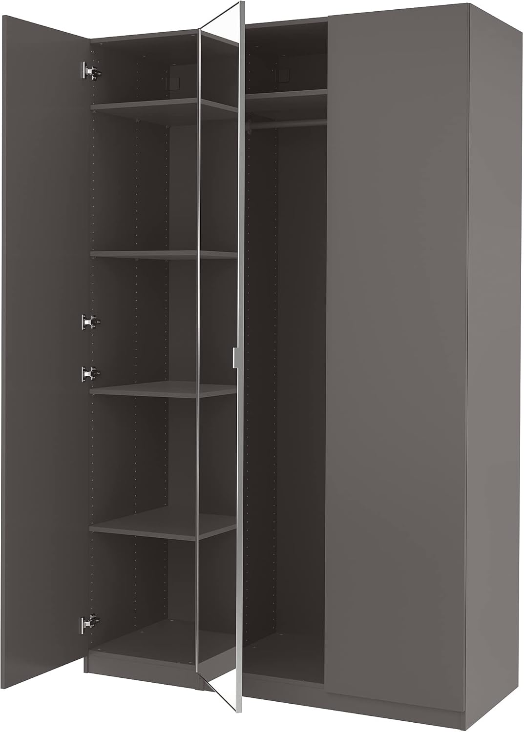 PAX/FORSAND/ÅHEIM Wardrobe combination, dark grey/mirror glass, 150x60x236 cm