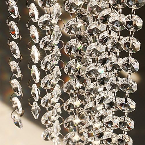FADUOALI 33 Feet Acrylic Beads Clear Chandelier Bead Lamp Chain,Crystal Acrylic Gems Bead Strands Wedding Table Centerpieces Wishing Tree Garland.