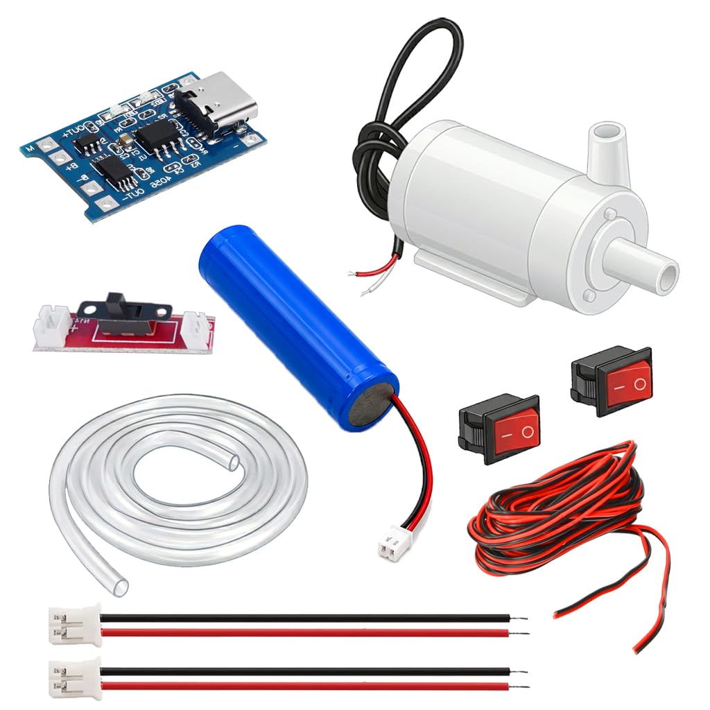 NEXT GEEK Waterproof Mini Water Project DC Pump With Rechargeable Battery Complete kit with Switch and Pipe-image-24