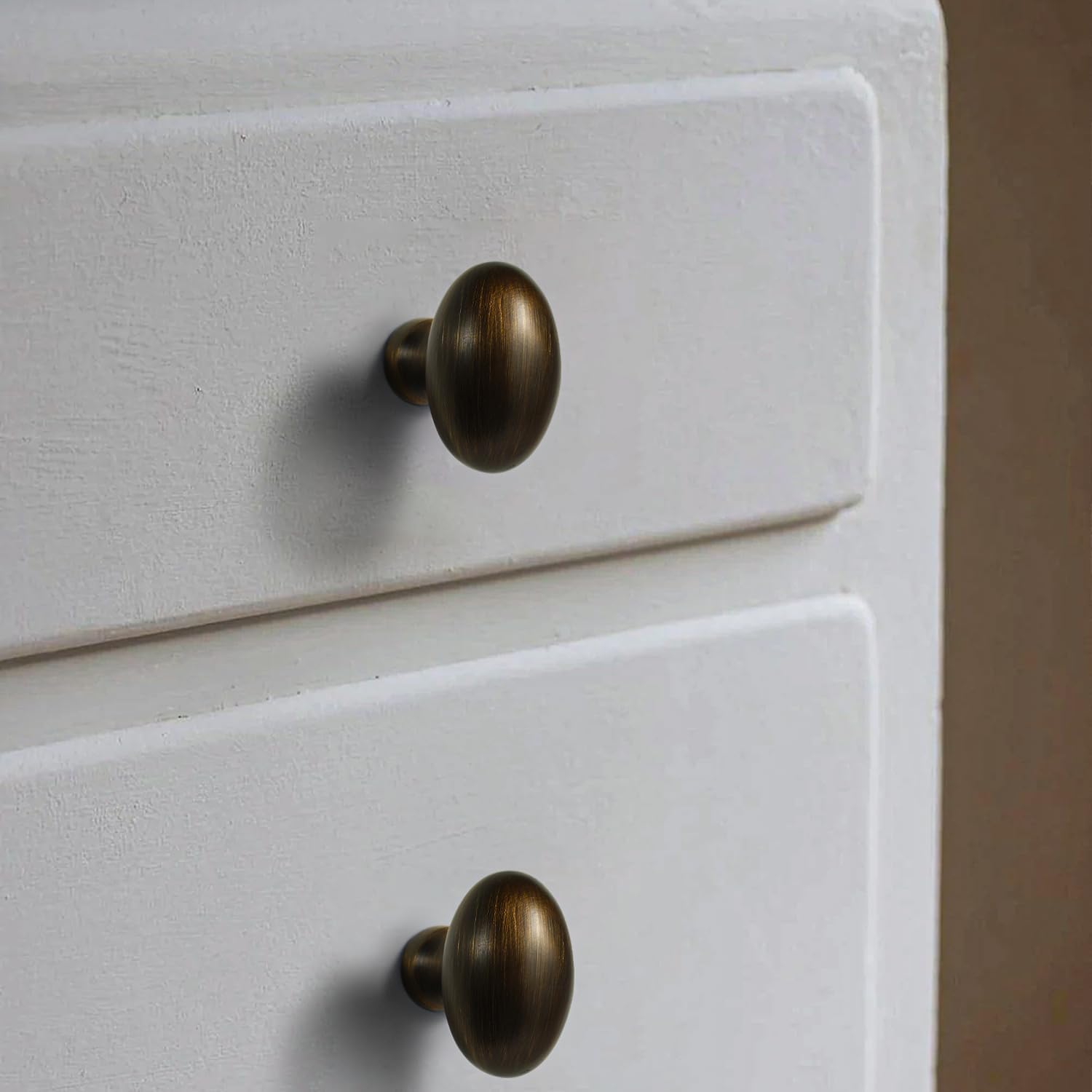 6 Pack Brushed Bronze Antique Brass Cabinet Hardware Round Knob Kitchen Cupboard Decorative Vintage Handles, 1-1/5 Inch