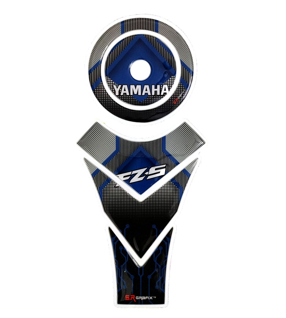 AutoMopix ® Combo FZ-S Blue Wire Customize Vinyl Tank Pad & Fuel Cap Sticker