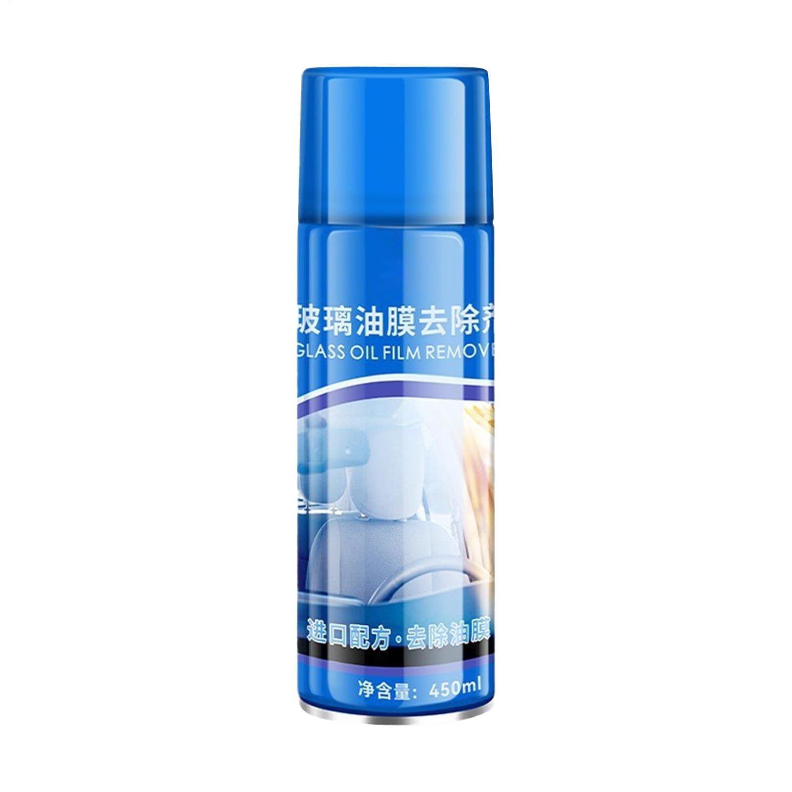 Nettoyant Pour Vitre De Voiture - Nettoyant Vitres Film Gras Avec Éponge Et Microfibre Pour Voiture Camion,Bombe Nettoyante 450ml Anti-Buée Pour Pare-brise De Véhicules