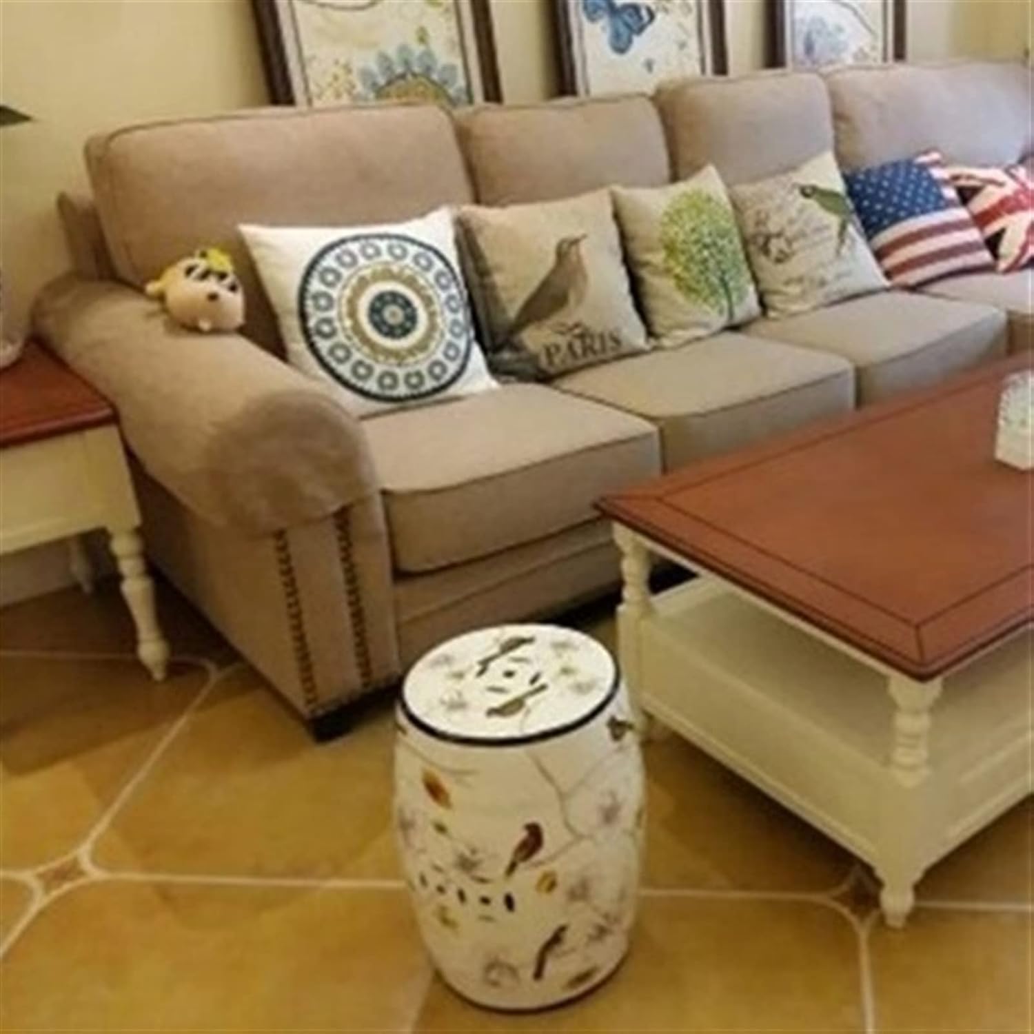 Decorative garden stools, Ceramic Stools, Garden Decoration, Painted Chinese Style, Suitable for Terrace or Courtyard