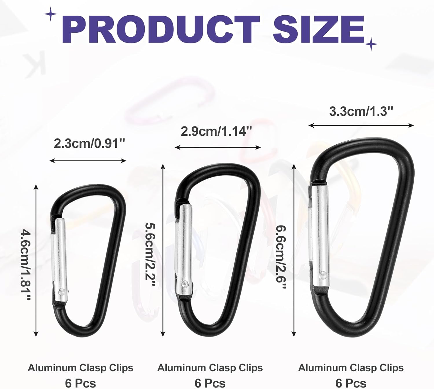 PATIKIL Aluminum Clasp Clips, D Shape Spring Snap Hook Buckle Keychain for Outdoor Camping Traveling Backpack Accessories