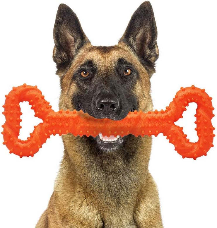 Pelwope Dog Toys for Aggressive Chewers, Durable Dog Chew Toys for Small Meduium Large Dogs Breed, Super Chewer Dog Toys for Boredom and Stimulating - Orange