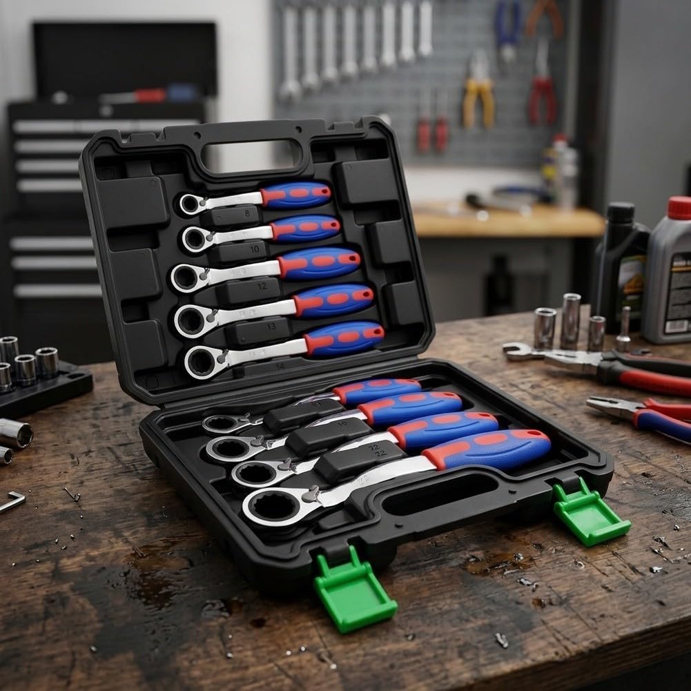 Set di chiavi a cricchetto, 9 pezzi, 72 denti per kit di chiavi