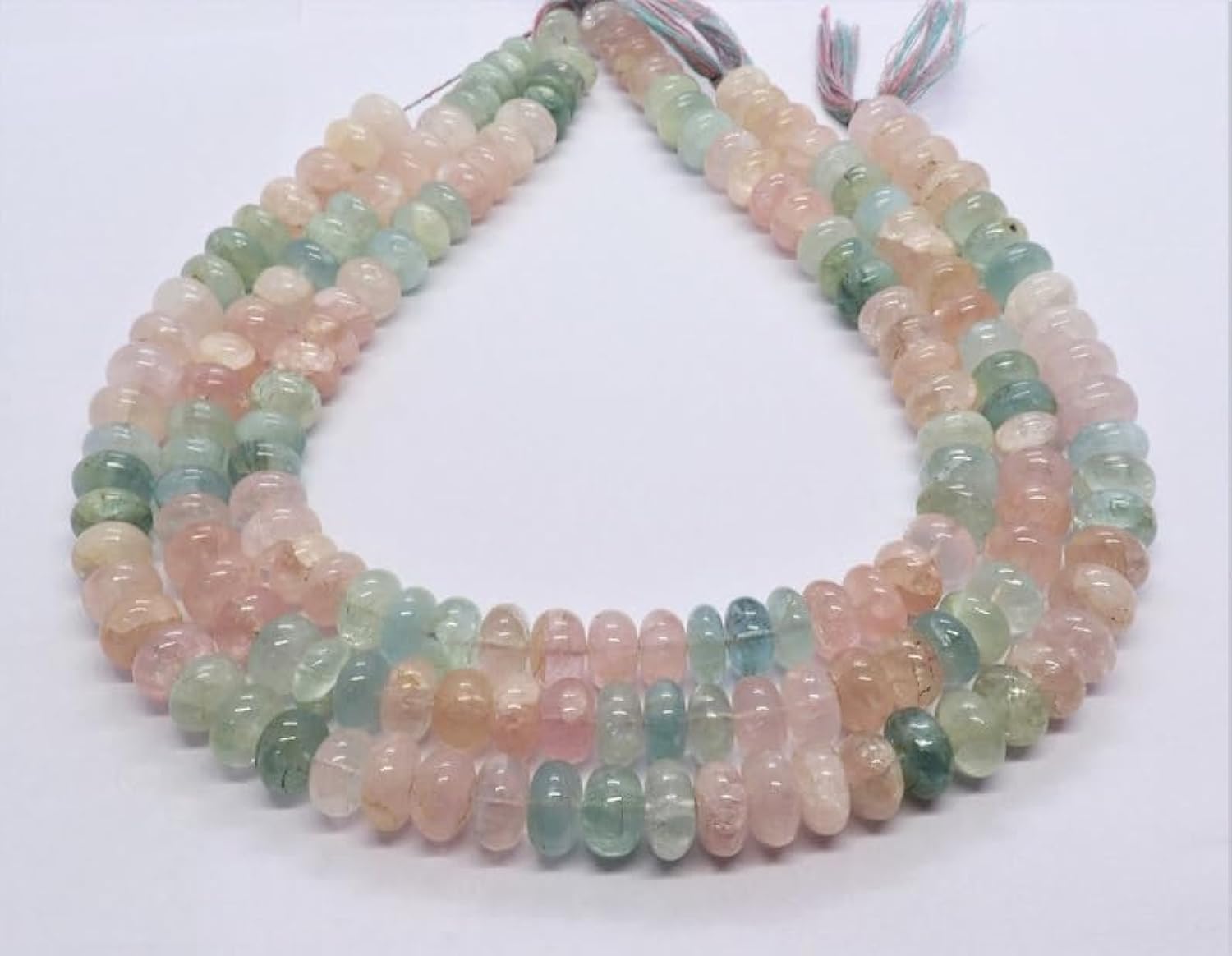 Perles de morganite naturelle et aigue-marine pour fabrication de bijoux collier