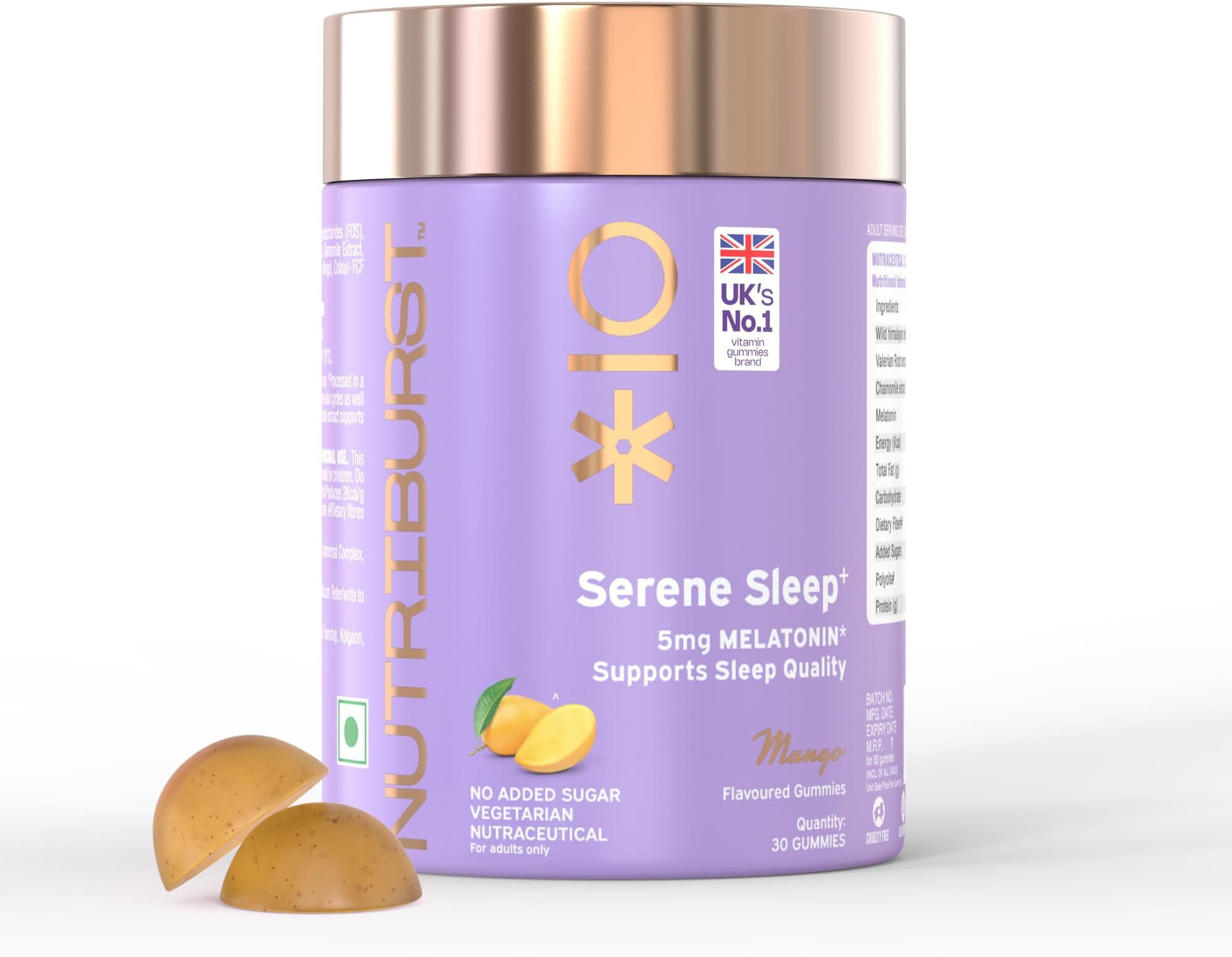 Serene Sleep 5MG Melatonin Gummies for Quality Deep Sleep, Fresh Wake Up | No Stress & Anxiety | Natural Non-Addictive, Non Habit Forming Sleep-Aid | Mango Flavor (30 Gummy)