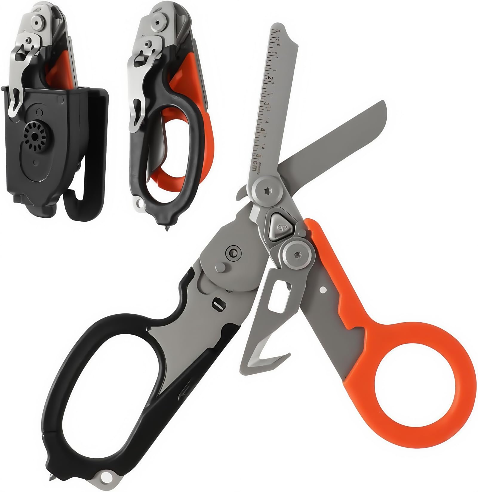 6 in 1 Multifunktions Rettungsschere, Trauma Schere Faltbare mit Gurtschneider und Glasbrecher, Faltbare Scherenzange aus Edelstahl für Outdoor, Überlebens, Zuhause