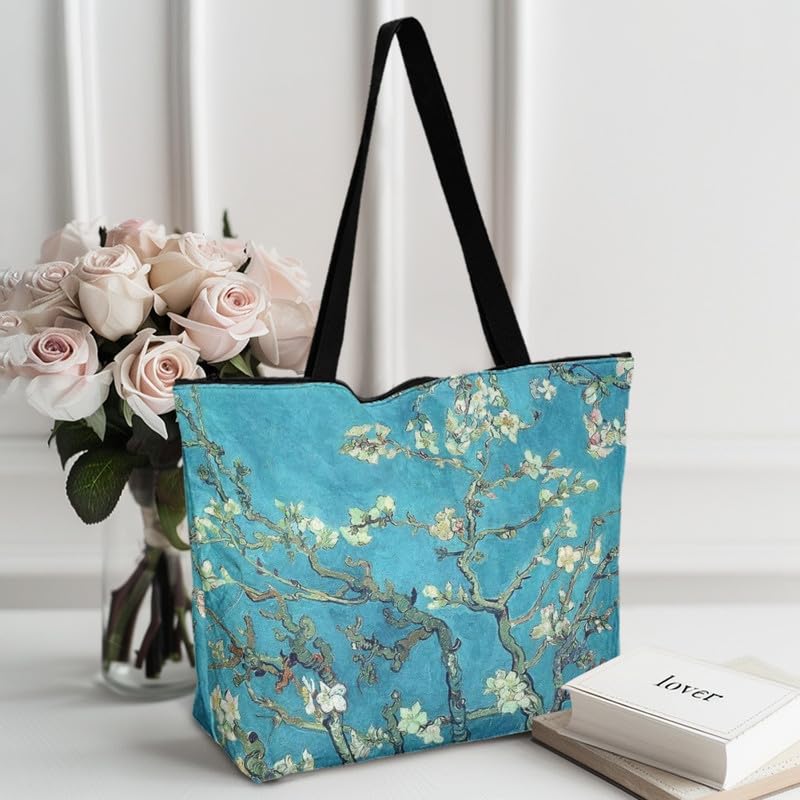Image of Art Lover Zippered Tote Bag Waterproof Large Work Tote Bags, Artwork Women's Purse Handbags Travel Totes