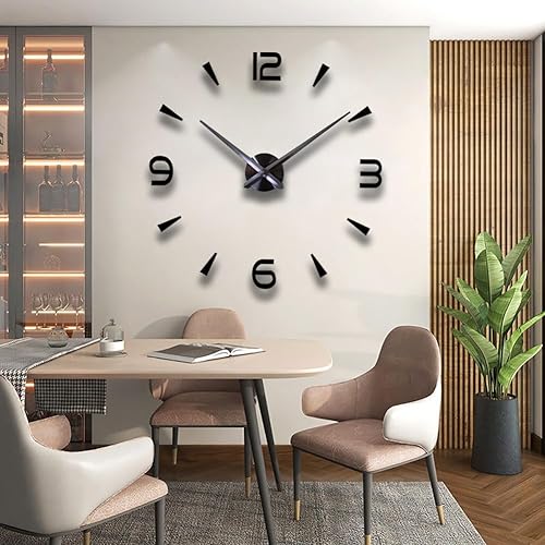 Miniatura 14 de Reloj de Pared 3D DIY Grande Sin Marco Superficie de Espejo Arte de Pared Reloj para Sala de Estar Dormitorio Oficina Hotel Decoración de Pared