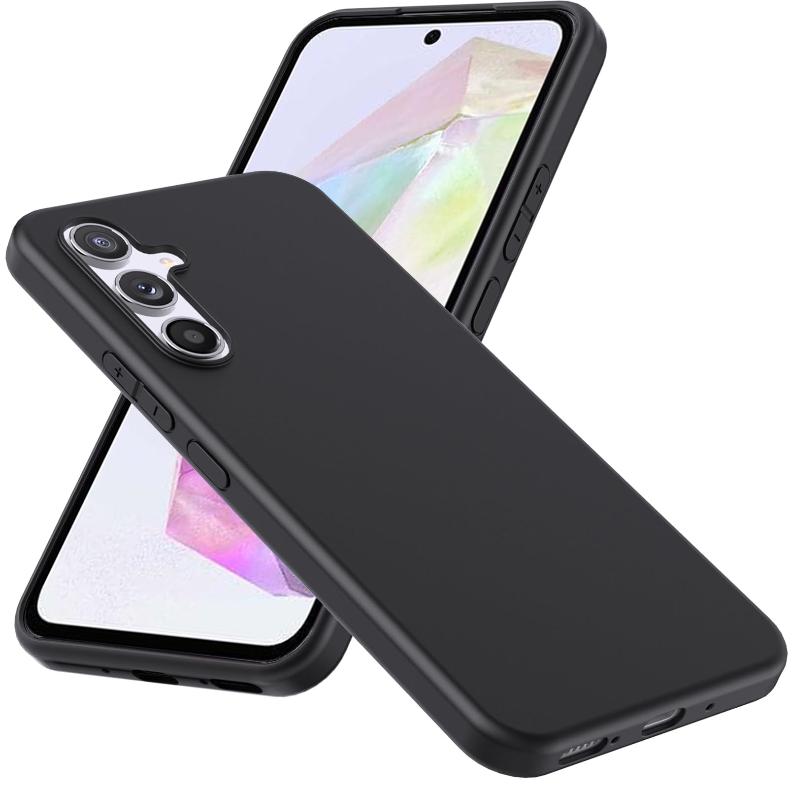 WFTE Case Compatible with Samsung Galaxy A35 5G Phone Case Soft TPU Ultra-Slim Stylish Protective Cover for Samsung Galaxy A35 5G[Drop Protection, Non-slip] - Matte Black