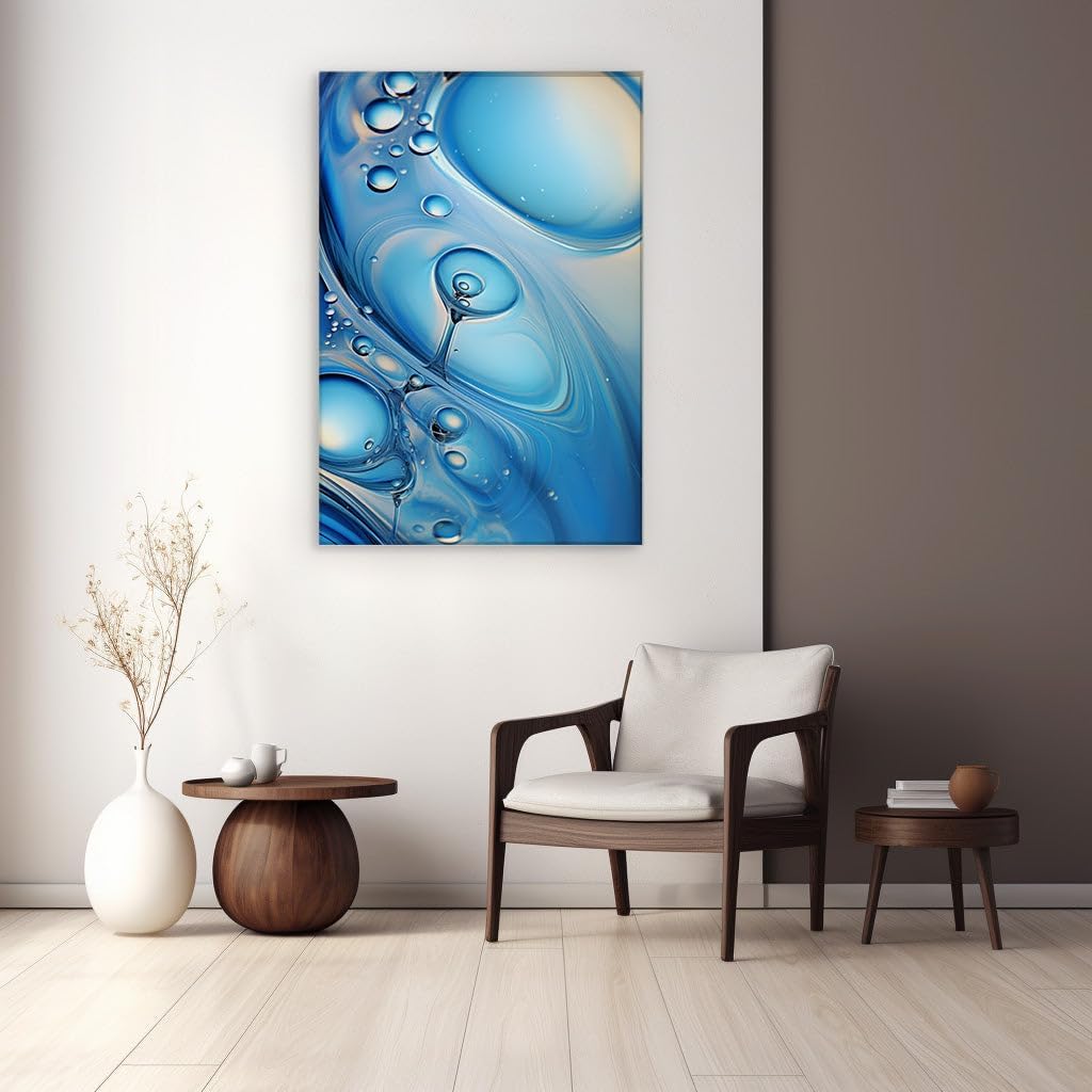 Canvas for Living room. Exploring the Mesmerizing Abstract World of Oil Bubbles in Water, 27 x 18 inch Canvas Wall Art - Ready to Hang