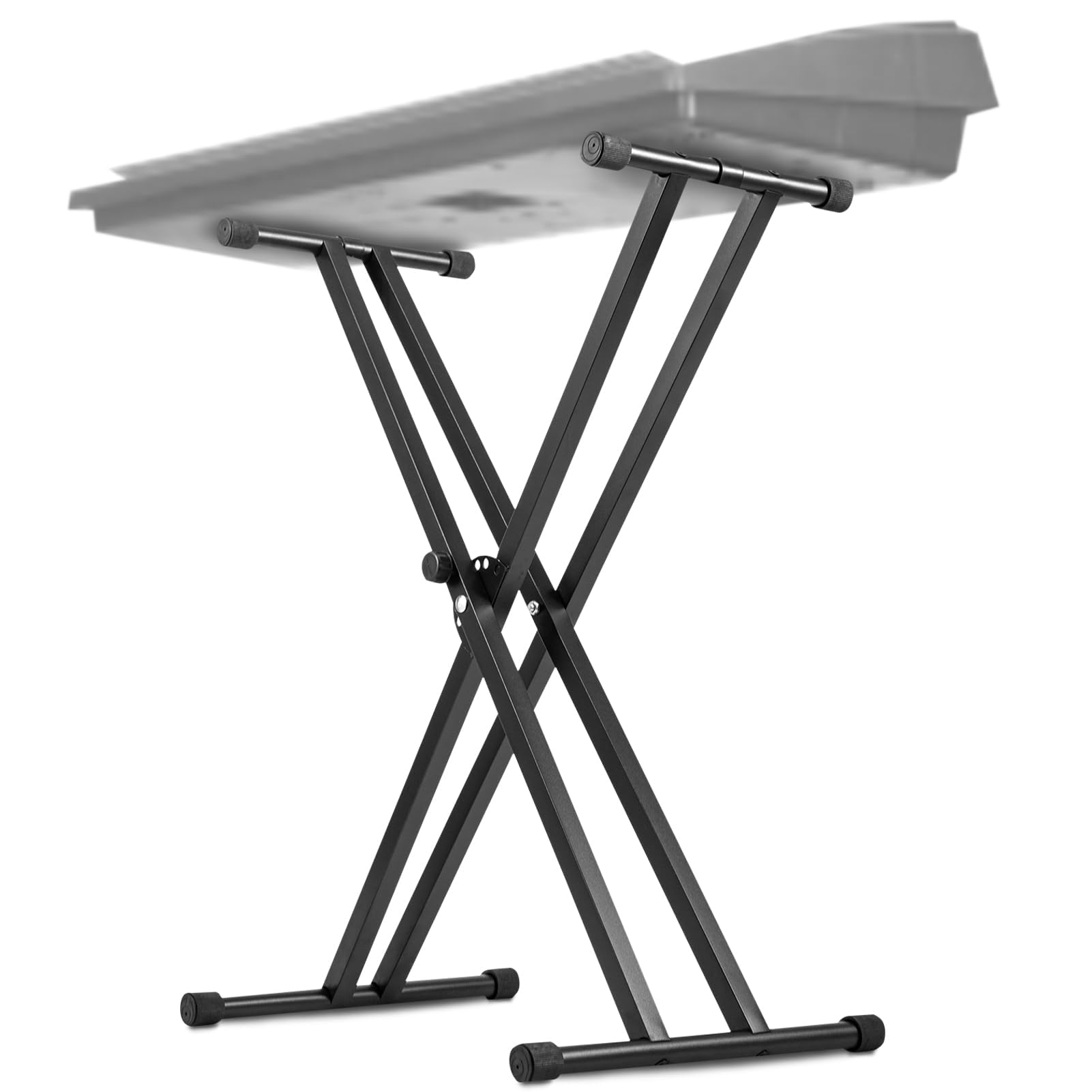 Supporto Tastiera 88 Tasti Doppia X 30KG, Stand Pianoforte Digitale Regolabile 49-97cm, Cavalletto Tastiera Universale 61/76/88 Tasti, Pieghevole in Acciaio Antiscivolo