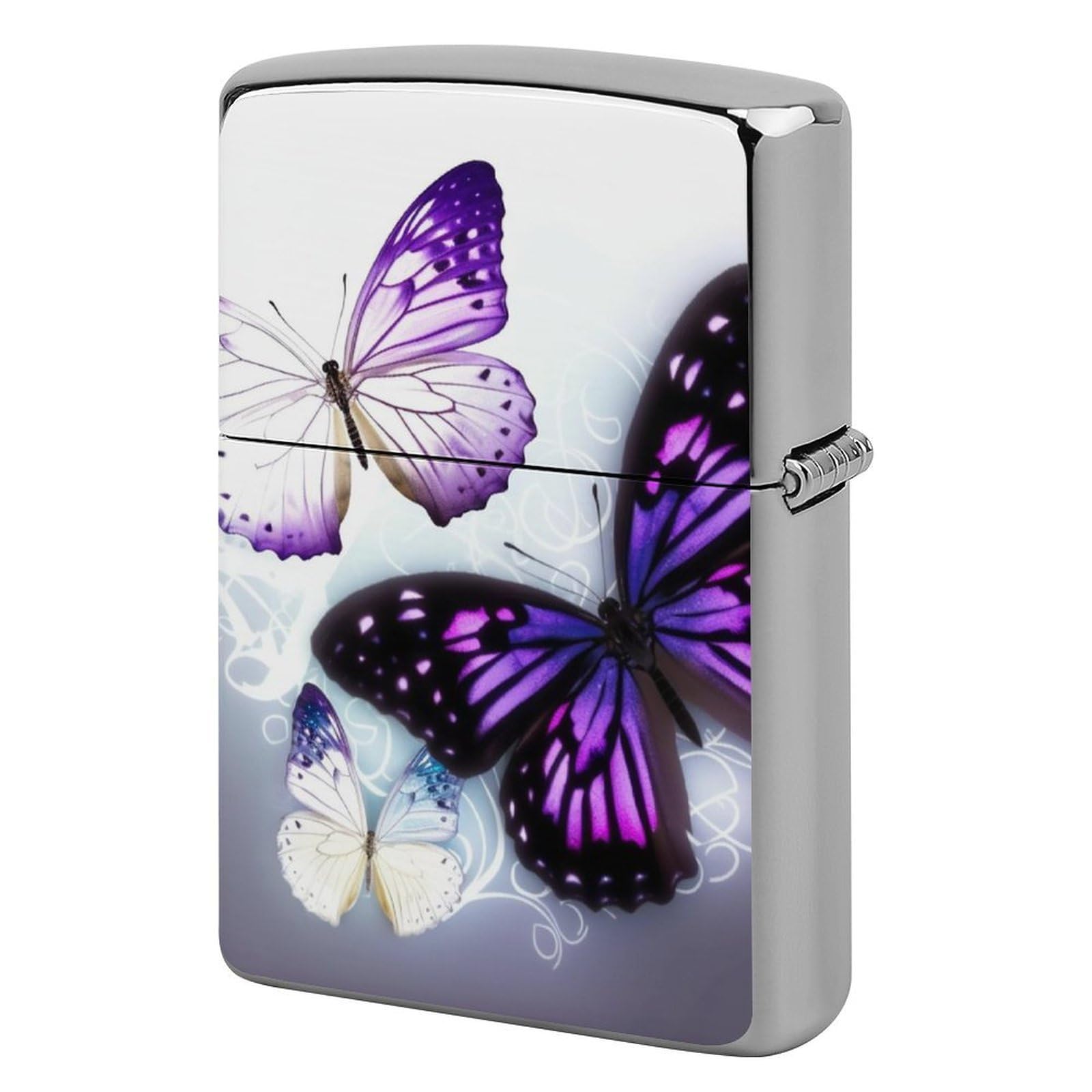 White Purple Butterflies Lighter Case for Men, Personalized Lighter Cover for Valentine's Day Gifts, Flip-Top Lighters Shell for Outdoor, Portable Lighters Protective Sleeve