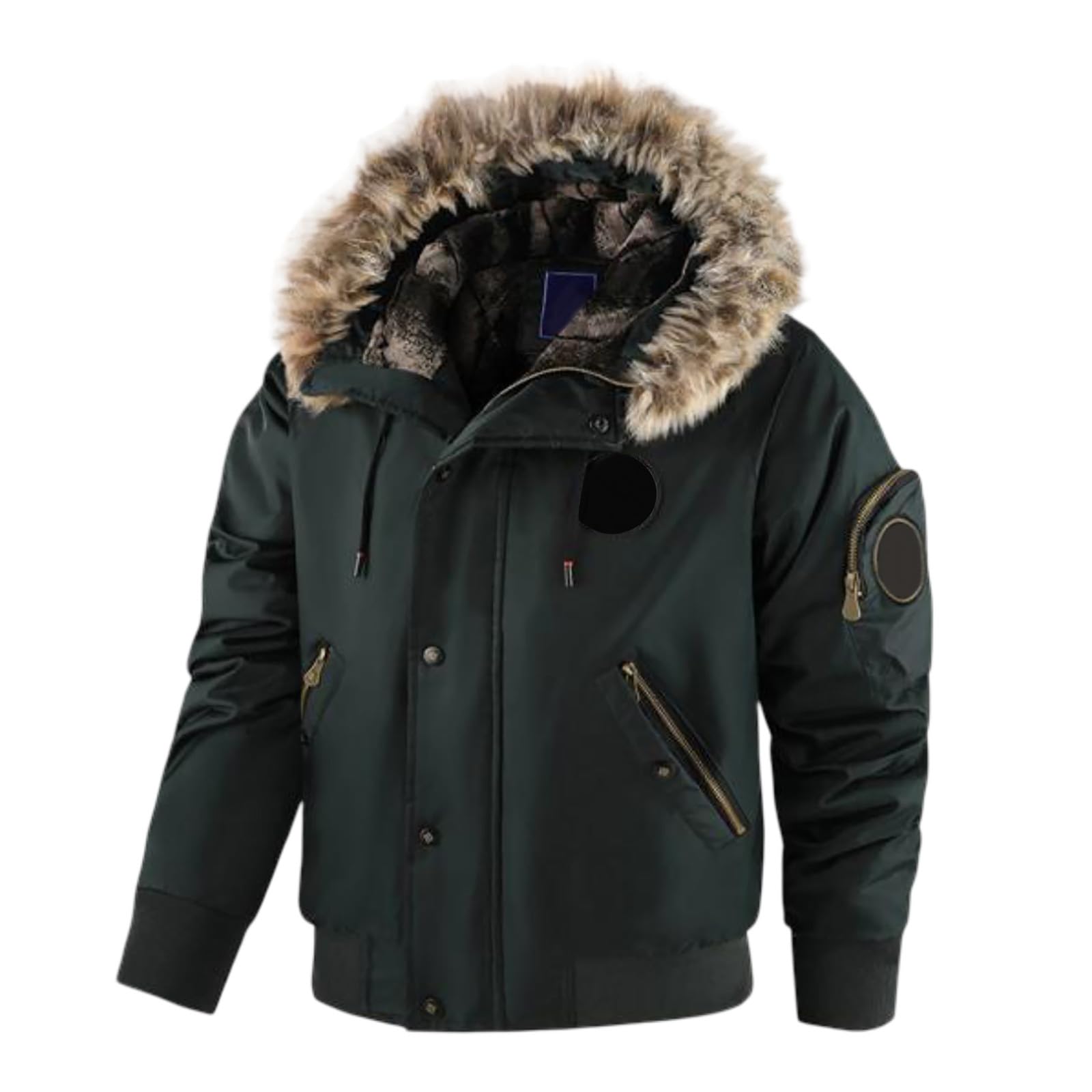Plumifero Hombre,Chaqueta holgada con capucha y forro polar grueso de invierno para hombre estilo informal cálida y para exteriores