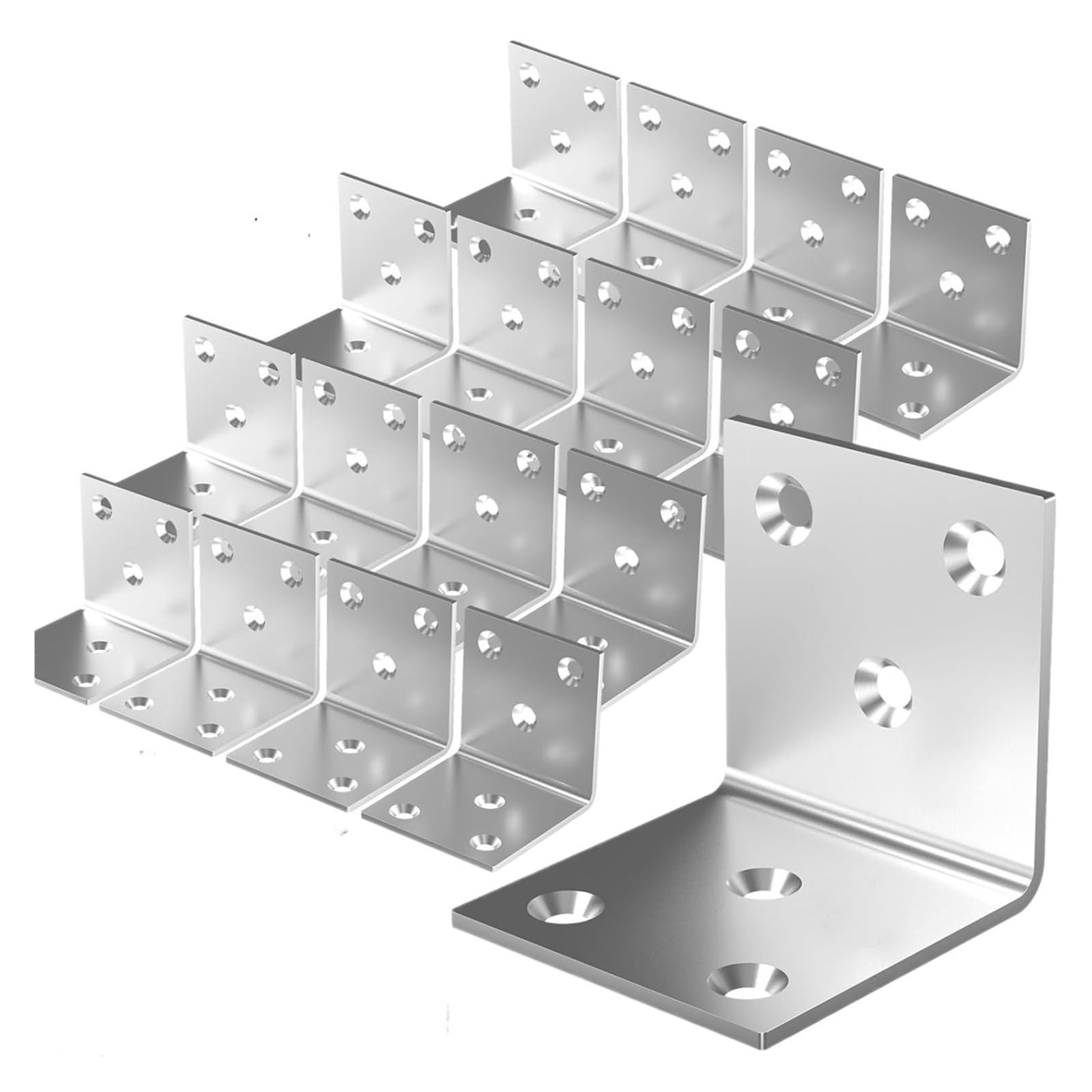 Staffe angolari a L in acciaio inossidabile for impieghi gravosi | Solidi supporti a 90° for giroletti, librerie e fissaggio mobili in legno(6pcs-36screws)