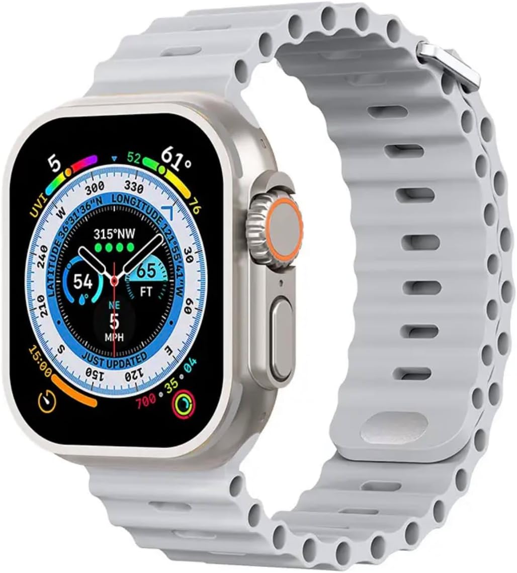 DadoUpgraded Silicone Hole Wavy Desing Band Compatible with Apple watch series Series Ultra 2 | 9 | 8 Ultra | 8 | 7 | 6 | 5 | 4 | 3 | SE