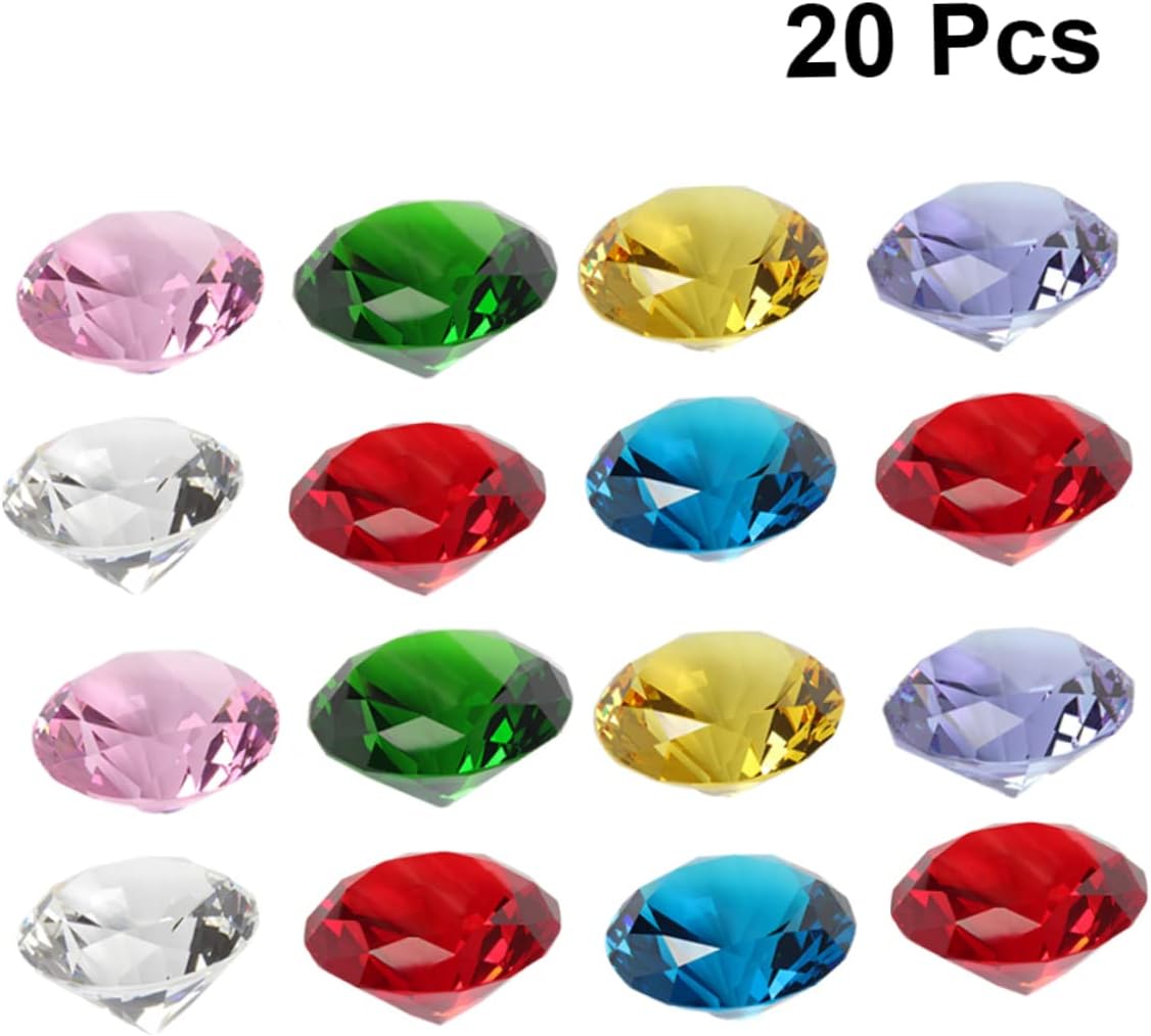 20pcs Colorful Crystal Diamonds Bridal Shower Wedding Decorations Artificial Diamond Decor for Home Party