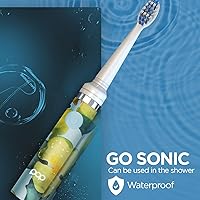 Vista 5 de Cepillo de dientes eléctrico Pop Sonic (acuarela azul) - Cepillos de dientes de viaje con batería AAA Cepillos de dientes eléctricos para niños
