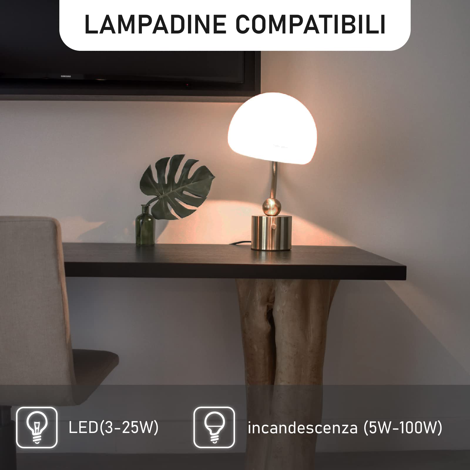 Bonlux Regolatore Dimmer per 220-240V LED Dimmerabile All'infinito da 3-100 Watt Lampade LED Lampadina Incandescenza Dimmerabile Interruttore Dimmer Rotativo Nessun rumore Bianco 1 Pezzi