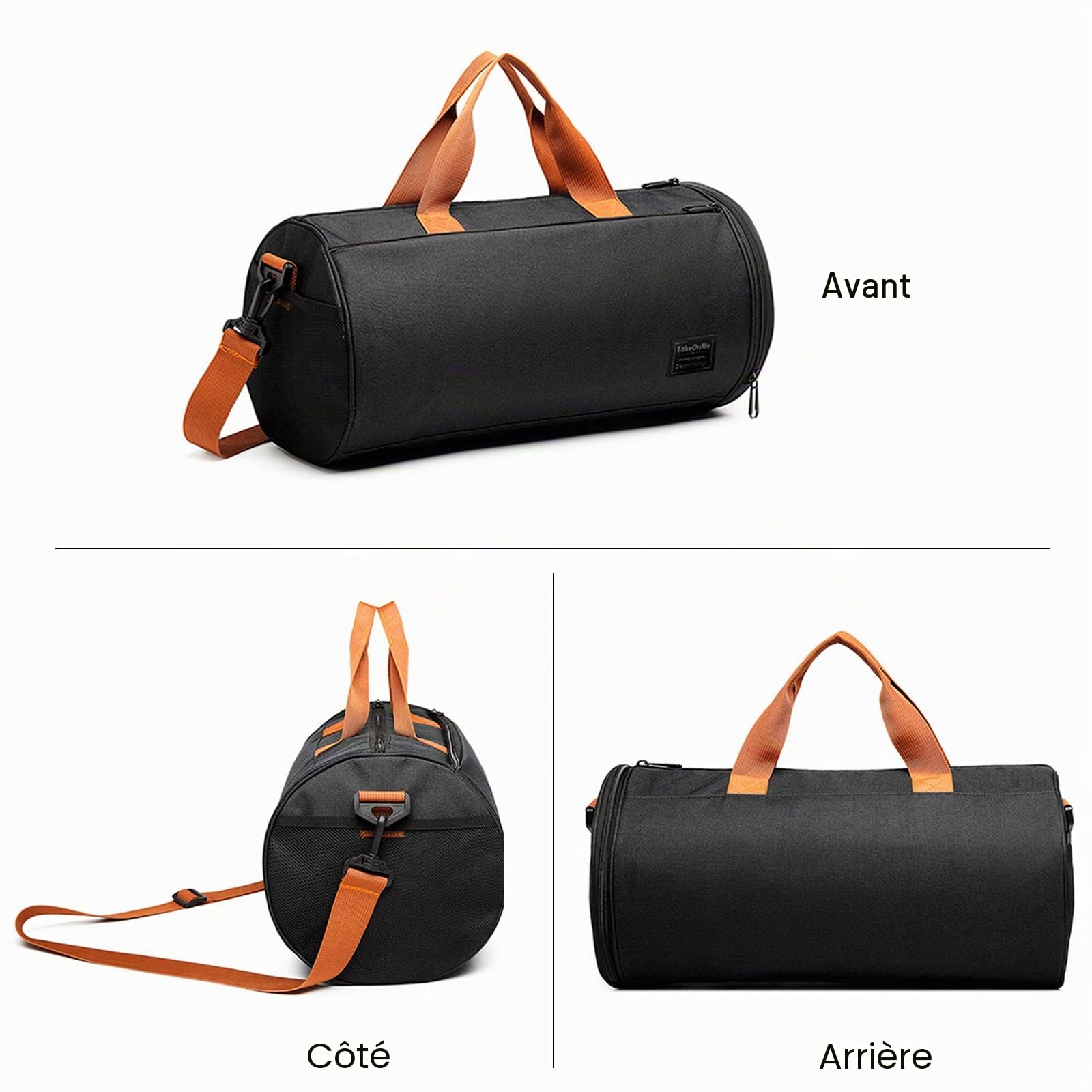 FANDARE Sacs de Voyage Femme Homme Sacs de Sport Cabas de Fitness Sacs de Sport Grand Format Sac à Main Sac à Dos Weekend Voyage Grande capacité Sacs polochons avec Compartiment à Chaussures Noir A