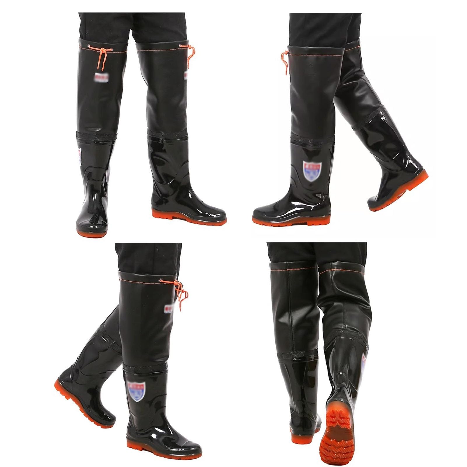 Wodery PVC do połowy uda, Unisex Bootfoot Hip Waders Black UK 4.5-9.5