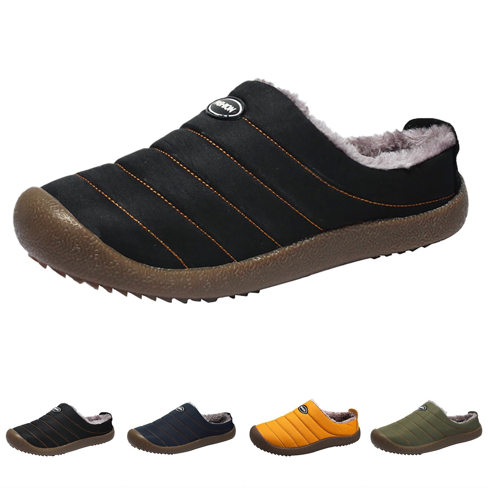 Zapatillas de estar por casa para mujer con talón cerrado, zapatillas forradas cálidas, impermeables, para interiores y exteriores, con suela gruesa antideslizante, forro polar, zapatos de cabaña