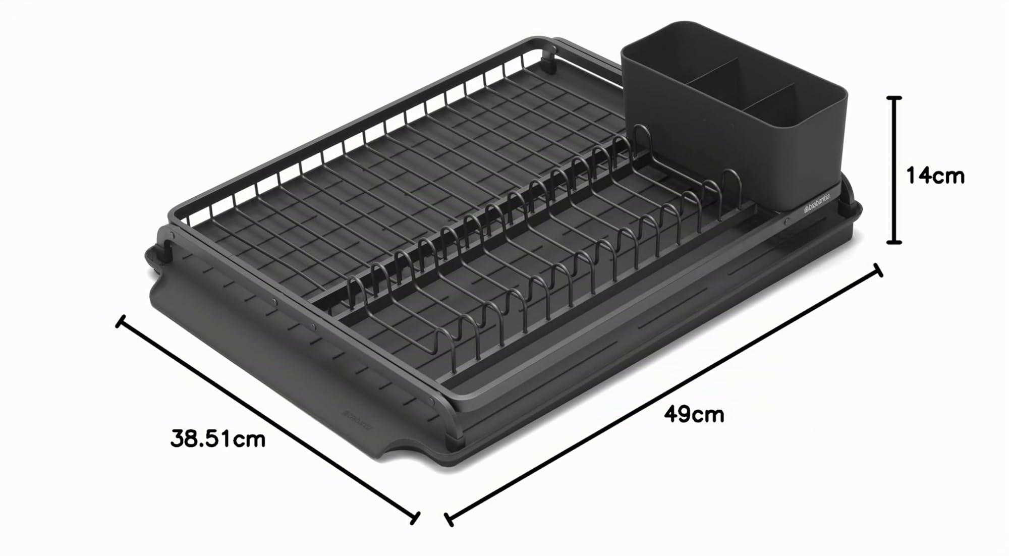 Brabantia Estante para secar Platos, Gris Oscuro, Grande (38,5 x 49 cm)