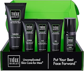 Tiege Hanley Advanced Skin Care Routine for Men with Eye Cream| Skin Care System Level 2 | Face Wash, Scrub, Two Moisturizers and Eye Cream | Made in USA | 30 Day Supply