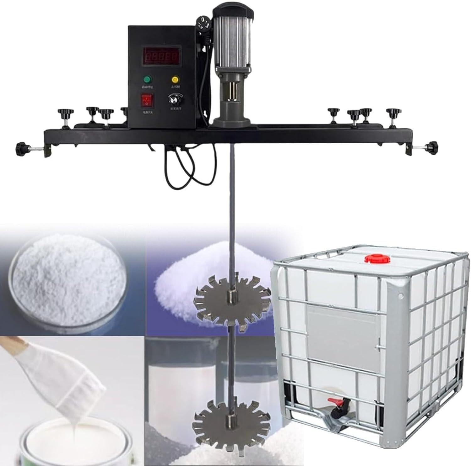 Electric tank mixer 980W, IBC mixer, 1 ton paint mixer with support stand, paint mixing equipment, for ink dissolver agitator(Package c)
