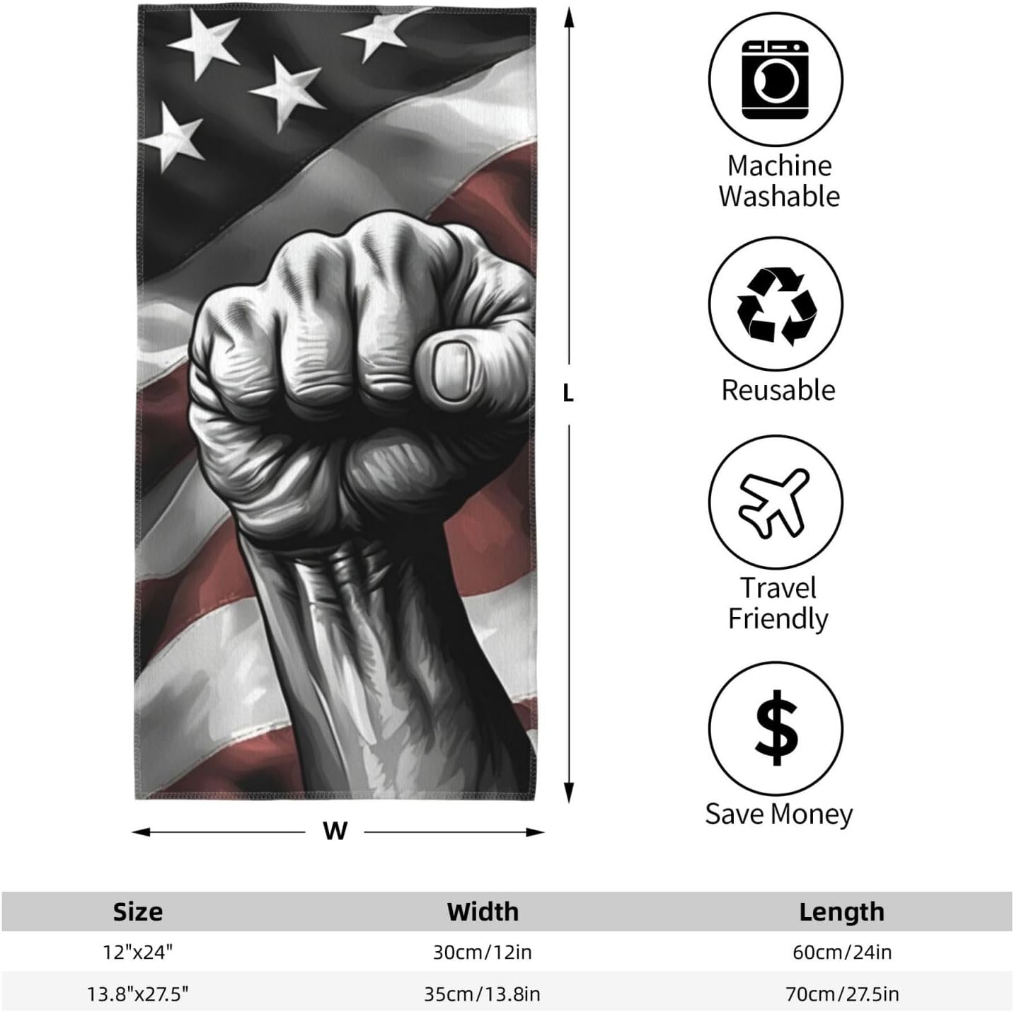 red White Star Stripe Flag Print Hand Towels for Kitchen, Decorative Bathroom Towels Decor Farmhouse Cute for Men Women Gifts