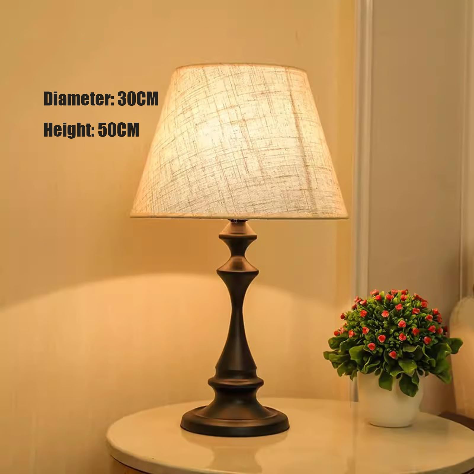 Affascinante Lampada da tavolo vintage for camera letto, tre regolazioni della luminosità, luce calda a LED 5 W, paralume in tessuto di lino, comodino Arredamento per la casa