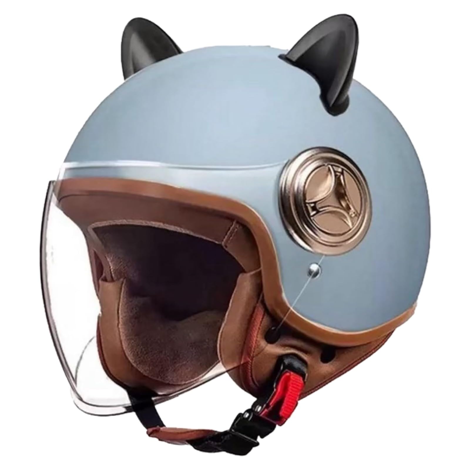Casco Da Moto Jet Con Orecchie Di Gatto, Casco Da Moto Omologato ECE 22.06, Casco Jet Da Moto Con Visiera Parasole, Casco Da Scooter Per Uomo E Donna