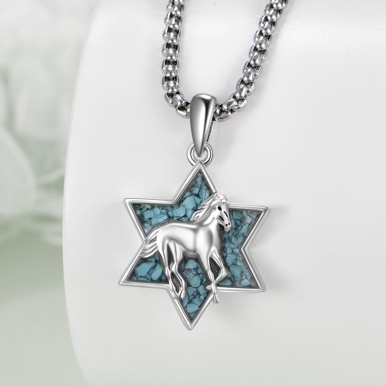 Collana con ciondolo a forma di stella di David, in argento Sterling e turchese, gioiello ebraico, regalo per donne e uomini, Turchese