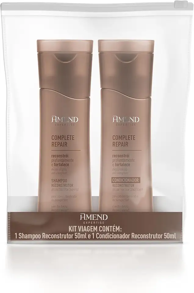 Kit Mini Viagem Amend Expertise Complete Repair Shampoo 50ml + Condicionador 50ml – Reconstrução Capilar