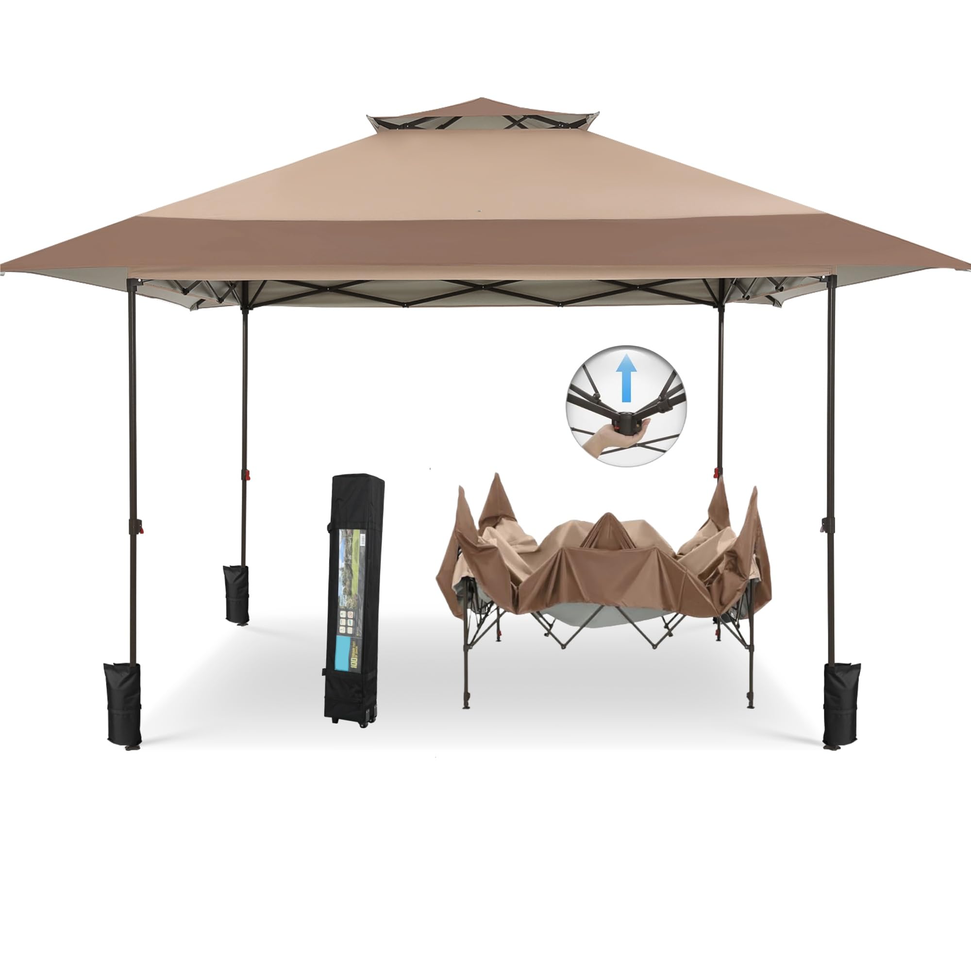 Amazon.com : MFSTUDIO 13x13 Pop Up Canopy Tent, Double-Tier Top