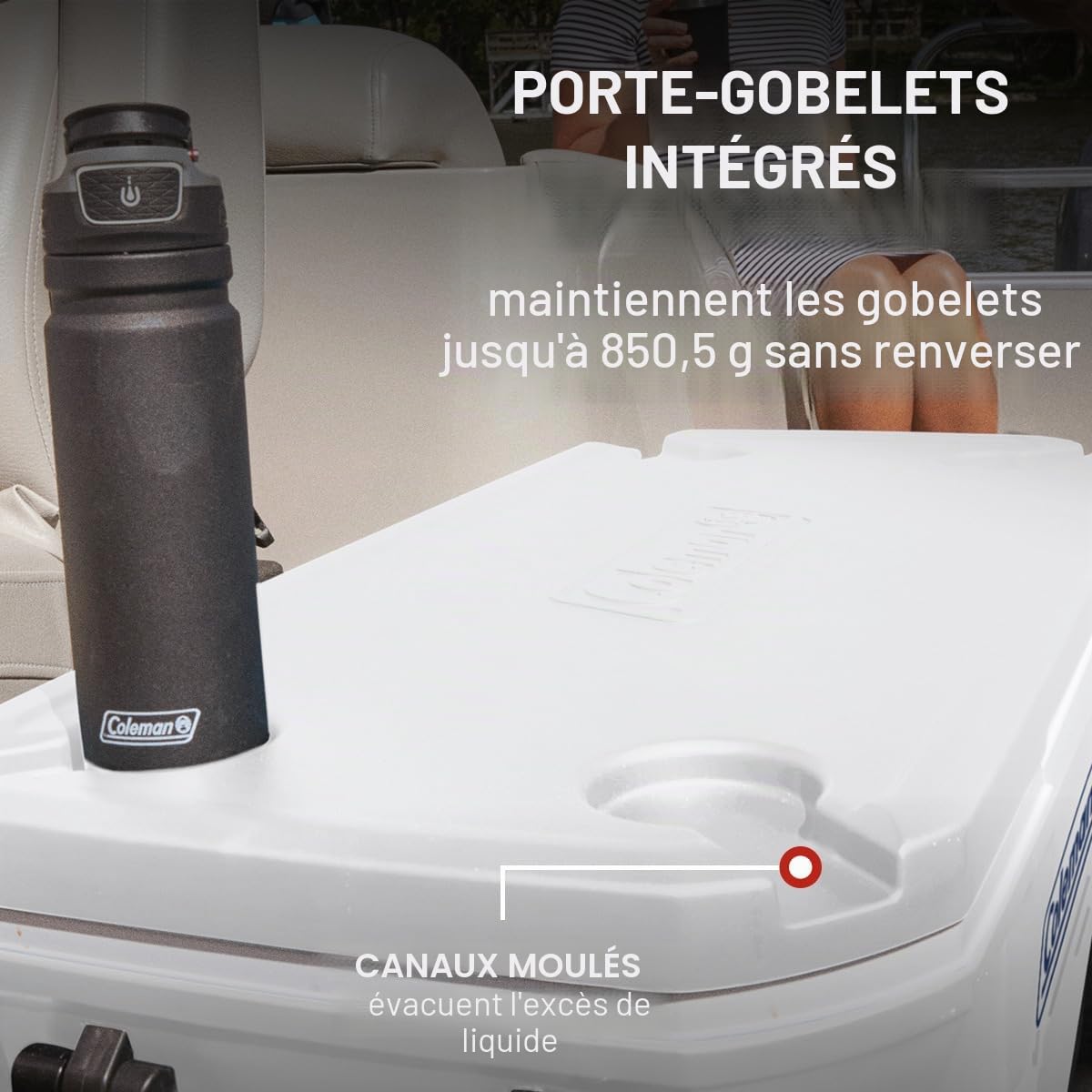 Coleman Glacière marine avec couvercle et corps entièrement isolés contre les UV, garde la glace pendant plus de 3 jours, idéale pour le bateau et la pêche, options de 52 qt/100 qt à roues/120 qt