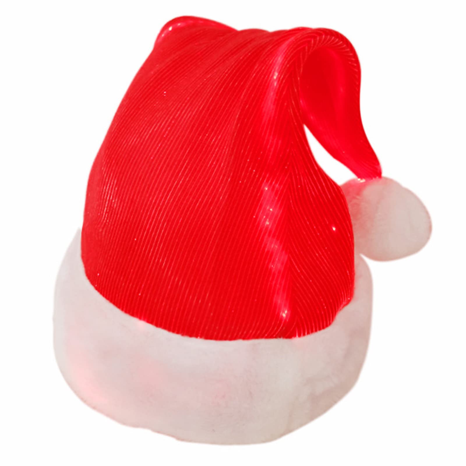 Elnwnnkc Women's Red Santa Hats Christmas Hat With Lights Light Up Glow Caps For Men Party Favor New Year Gift Christmas Hat With Lights Light Up Santa For For Men Adults Kids Glow