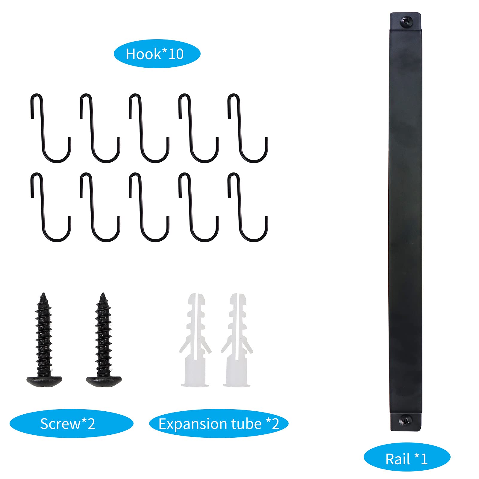 Soporte de cocina de hierro forjado: Estante de utensilios de pared de 10 ganchos con acabado negro - Ideal para ollas, sartenes, tazas de café 7