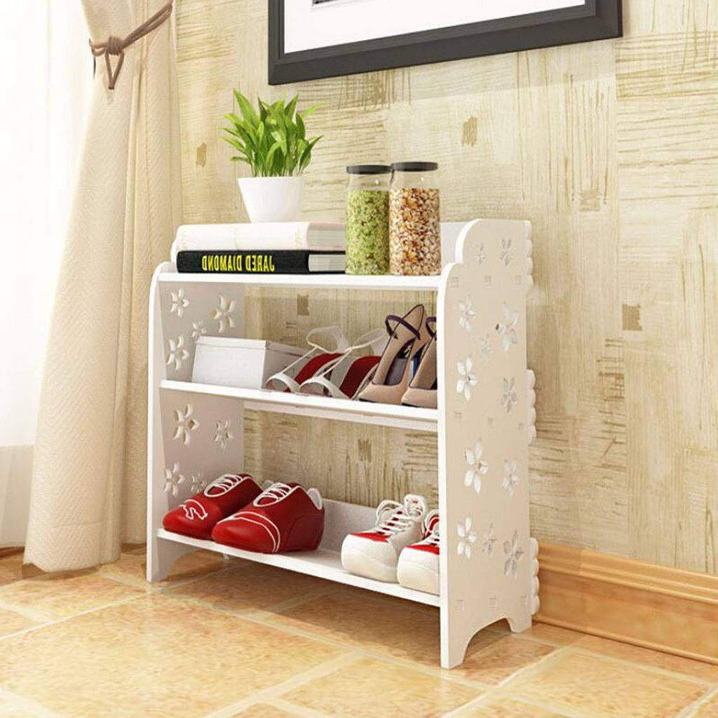 XWZH Dustproof Shoes Cabinet WPC Shoe Rack, Storage Bench – Closet, Bathroom, Kitchen, Entry Organizer, 3-Tier Space Saver Shoe Rack (Color : Flower)