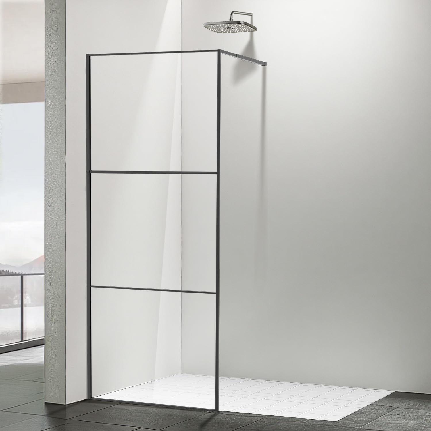 Mampara de ducha de 80 x 200 cm, mampara de ducha de cristal de 3 paneles de cristal, cristal de seguridad templado de 5 mm, montaje izquierdo/derecho, ancho ajustable de 0 a 10 mm, marco de