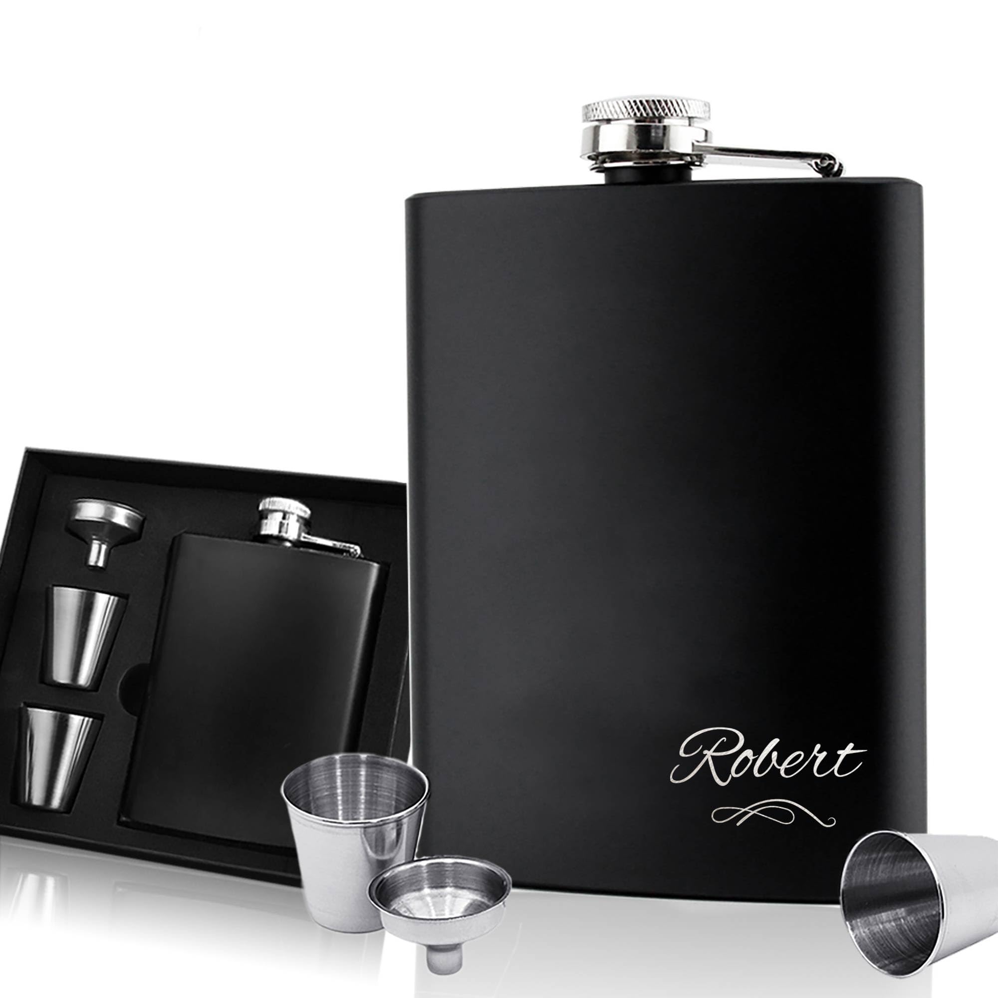Hip Flasks for Men Personalised Hip Flask Usher Flask Groomsmen Gifts Best Man Gift for Wedding Christmas Custom Engraved 6oz Stainless Steel Flasks for Groom Father of The Bride(Design 2)