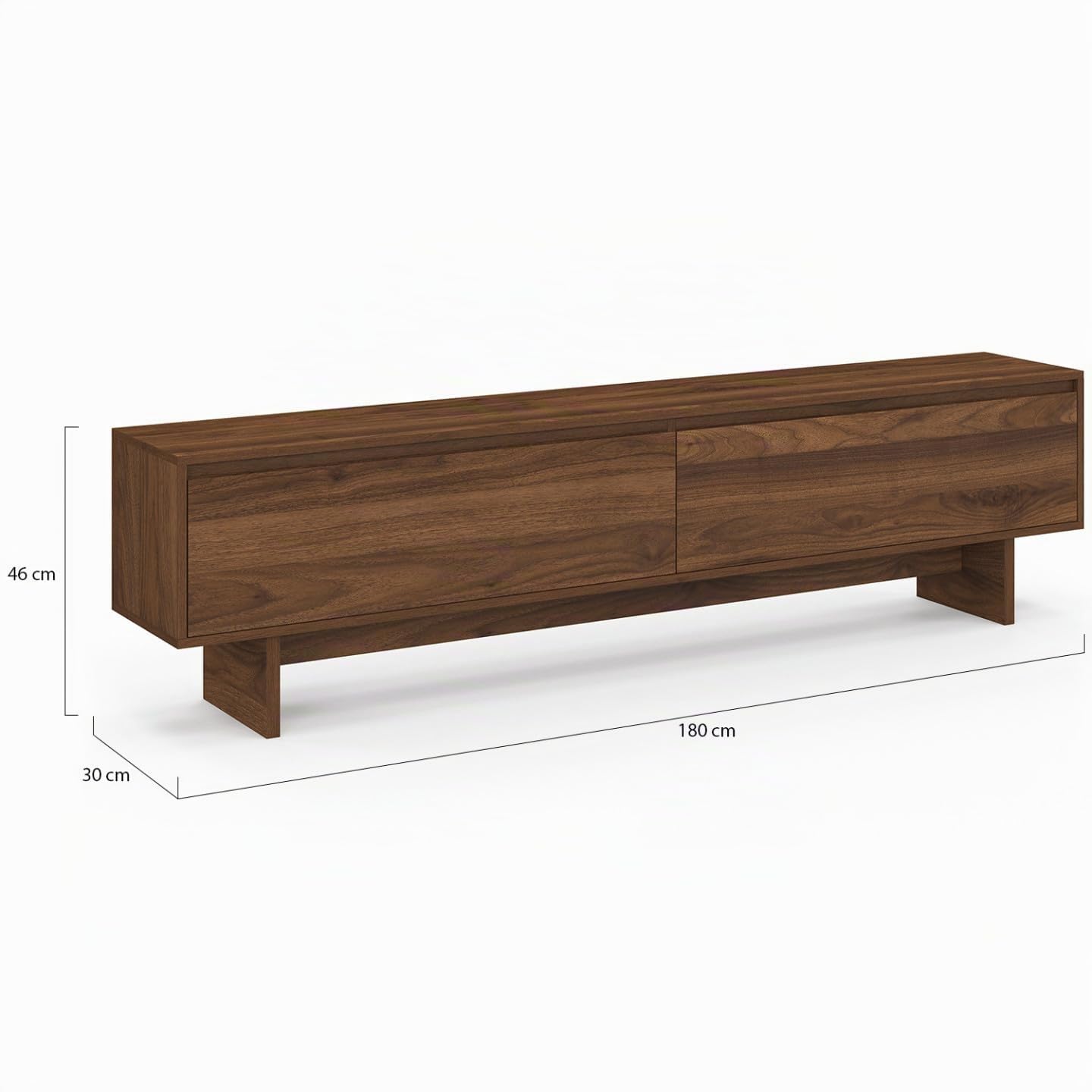 IDMarket - Meuble TV 180 cm Yuri 2 Portes Effet Noyer